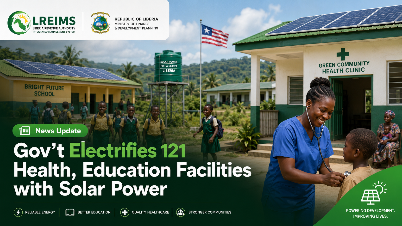 Gov’t Electrifies 121  Health, Education Facilities with  Solar Power